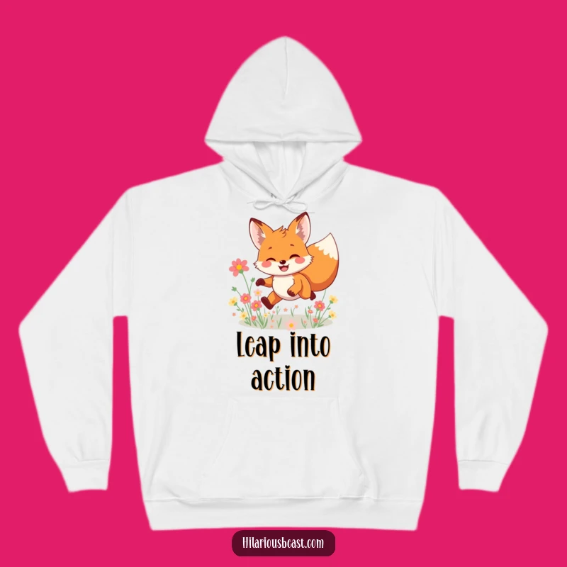Funny Fox Hoodie: Cozy Leaping Character, Perfect Warm & Playful Wear