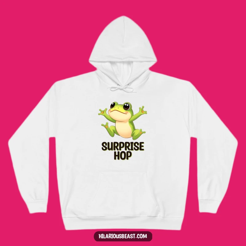 Funny Frog Hoodie: Cozy Surprised Leaping Frog Design, Warm & Humorous Gift