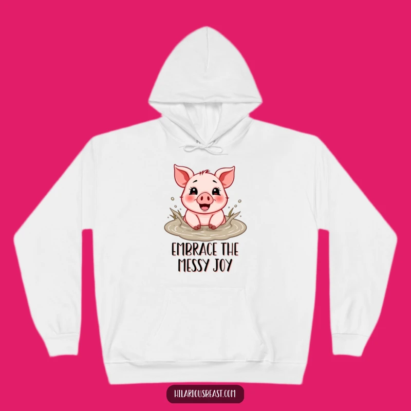 Funny Piglet Mud Puddle Hoodie - Cozy Cheerful Splashing Comfort