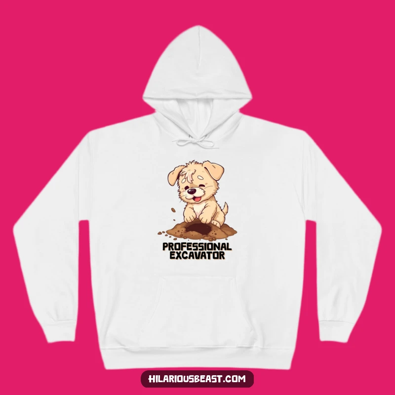 Funny Scruffy Puppy Digging Hoodie, Cozy and Hilarious Gift for Dog Enthusiasts
