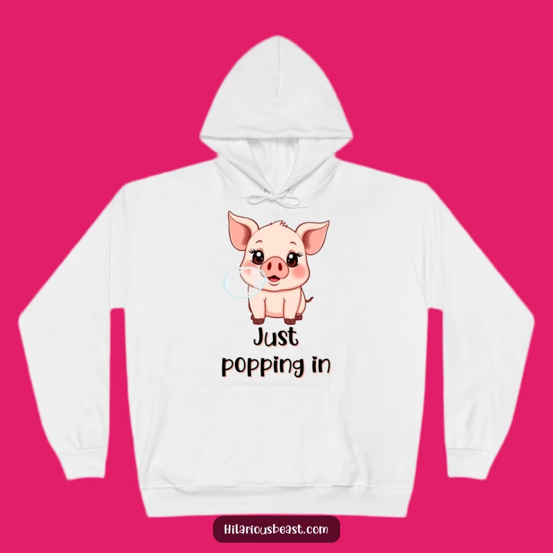 Funny Piglet Bubble Blowing Hoodie - Cozy Silly Animal Sweatshirt Gift