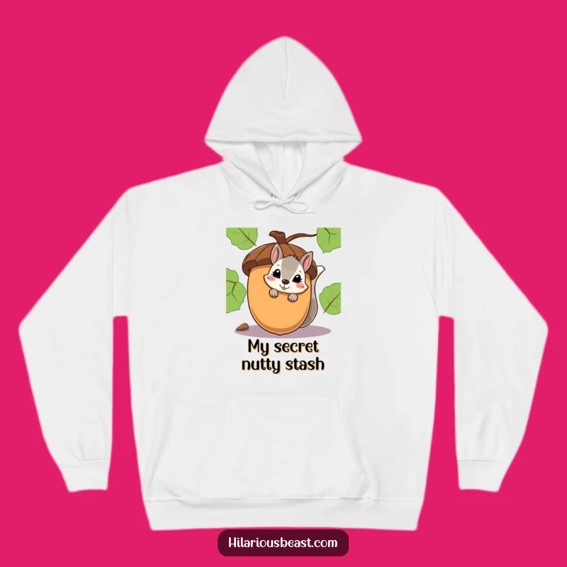 Funny Squirrel Smirk Hoodie - Cozy Shy Acorn Peeker Comfort