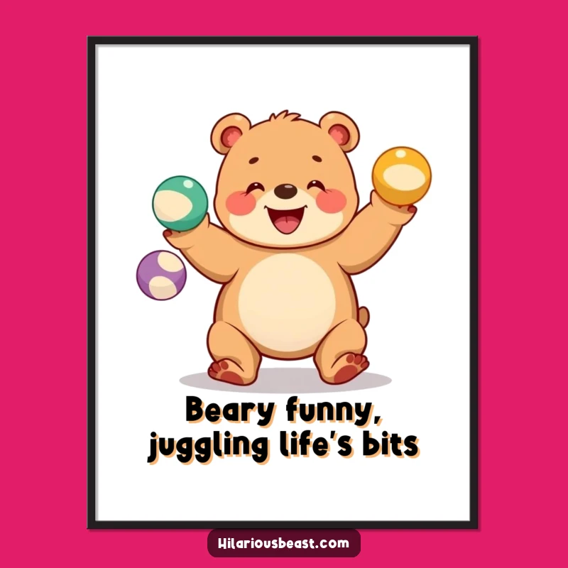 Free Printable Funny Bear Wall Art: Juggling Cub Downloadable Decor