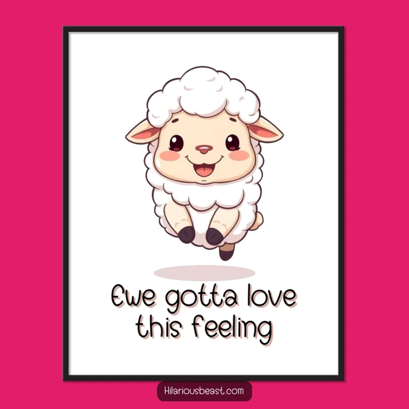 Free Printable Sheep Bounce Wall Art: Silly Grin Downloadable Farm Decor
