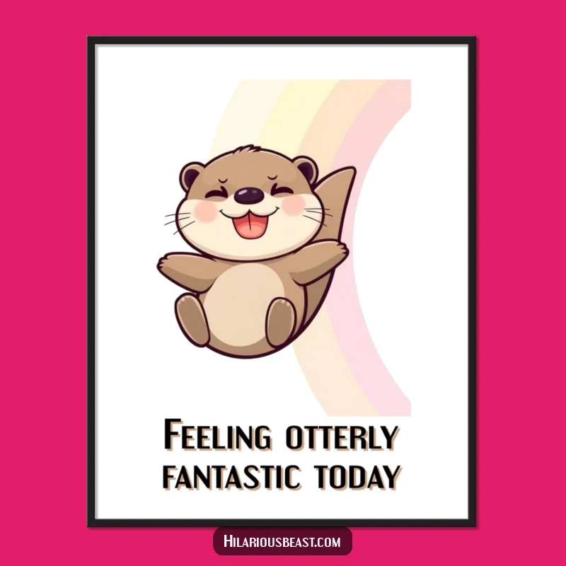 Free Printable Otter Wall Art: Rainbow Slide Delight Downloadable Decor