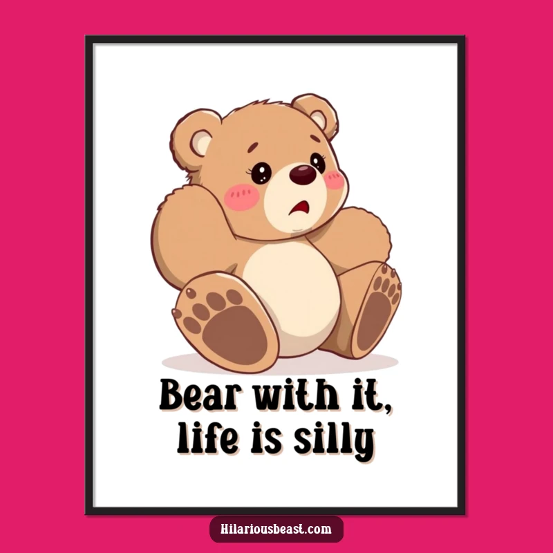 Free Printable Bear Art: Clumsy Cub's Bewilderment - Funny Downloadable Wall Decor Gift