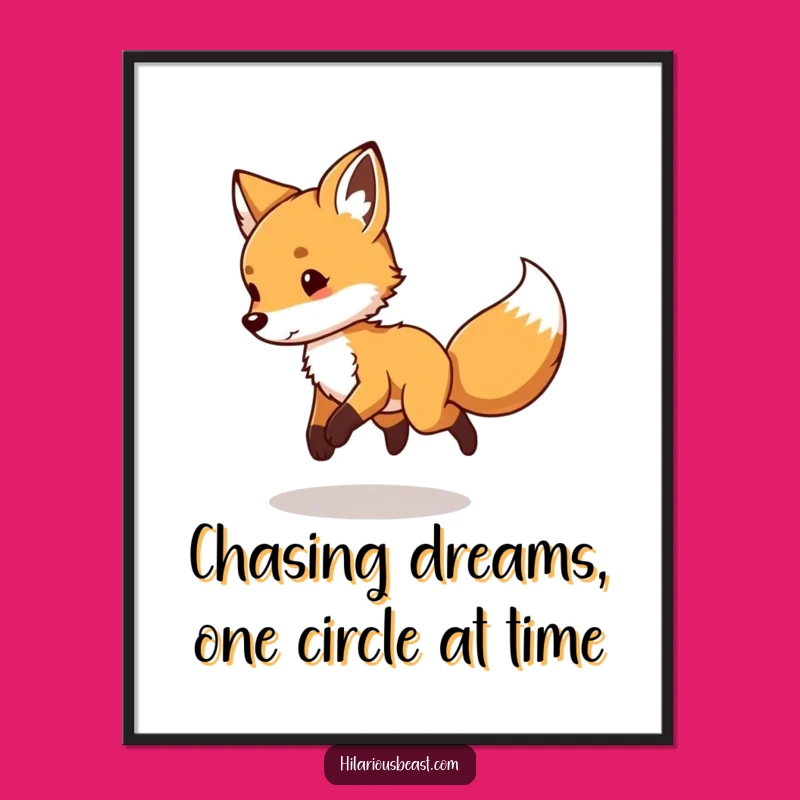 Free Printable Fox Cub Tail Chase Wall Art: Playful Circles Art for a Fun Downloadable Gift