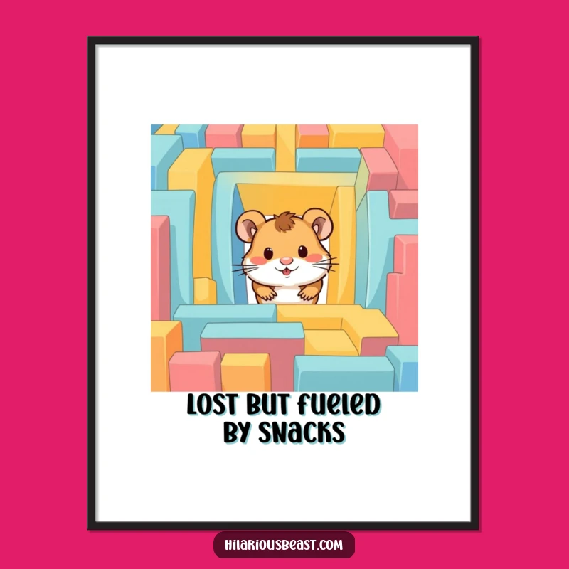Free Printable Wall Art: Curious Hamster Maze - Funny Downloadable Whimsy
