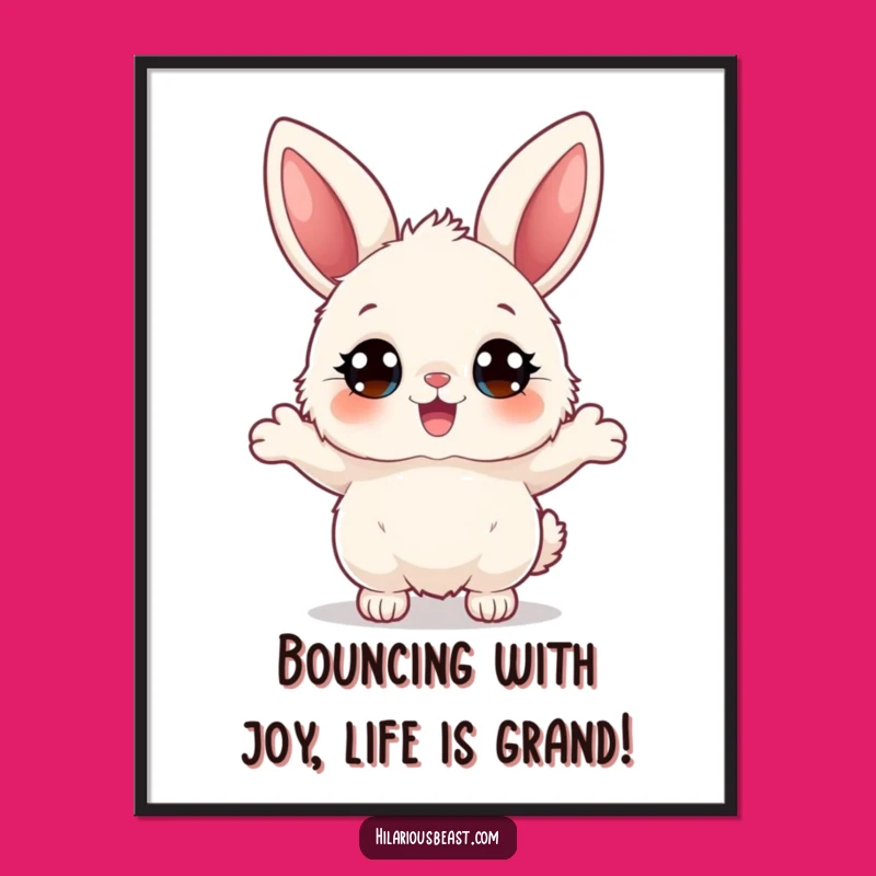 Funny Free Printable Wall Art: Bouncing Bunny Joyful Downloadable Decor Gift