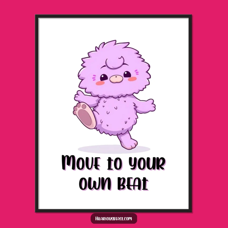 Funny Free Printable Wall Art: Dancing Purple Creature, Quirky Downloadable Decor