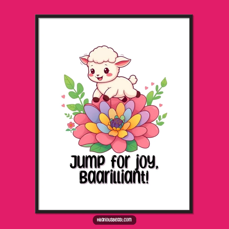 Free Printable Sheep Art: Leaping Cub's Joy - Funny Downloadable Wall Decor Gift