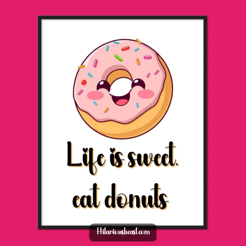Free Printable Funny Wall Art: Bouncing Donut - Sweet & Joyful Downloadable Decor!
