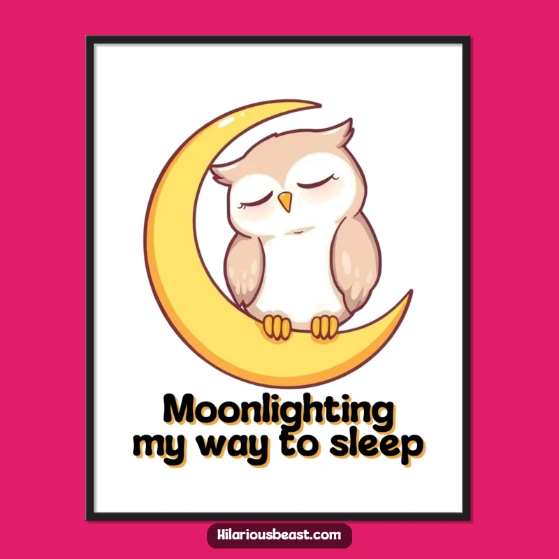 Free Printable Wall Art: Sleepy Owl Moon - Funny Downloadable Nursery Decor