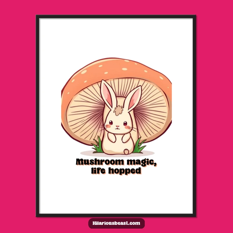 Free Printable Wall Art: Startled Rabbit Mushroom Humor Downloadable Art