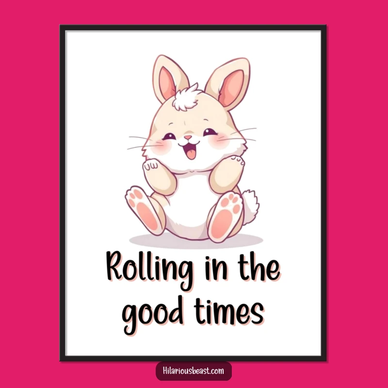 Free Printable Bunny Art: Rolling Cub's Delight - Funny Downloadable Wall Decor Gift