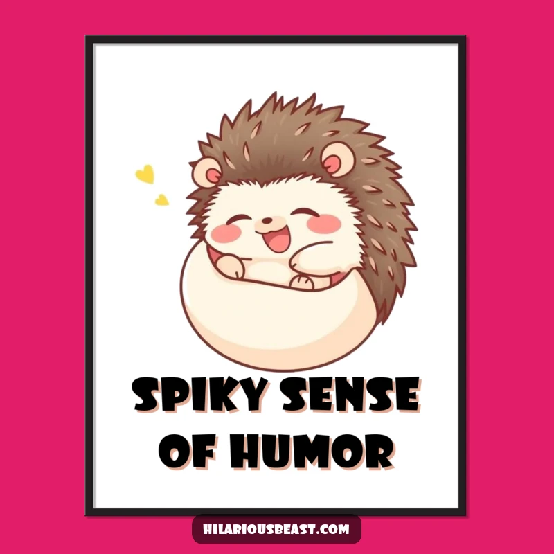 Free Printable Hedgehog Art: Giggling Ball, Downloadable Funny Wall Decor