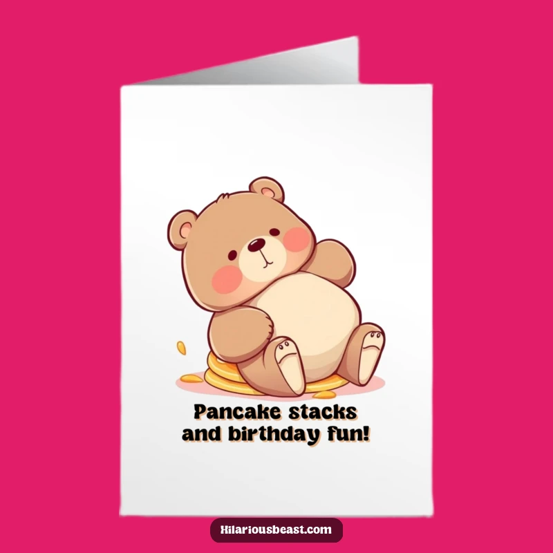 Free Printable Bear Pancake Birthday Card: Funny Trip Downloadable Gift