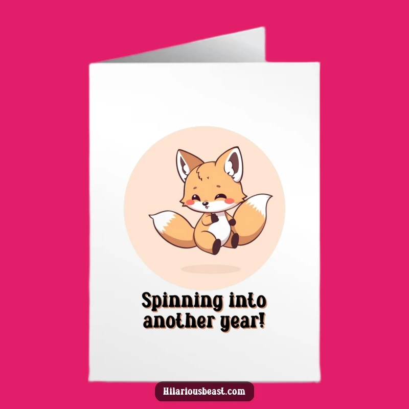 Free Printable Birthday Card: Dizzy Fox Cub Fun, Downloadable Digital Gift
