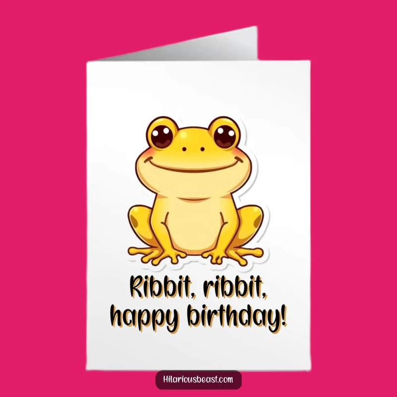 Free Printable Birthday Card: Goofy Frog Grin Funny Downloadable Gift