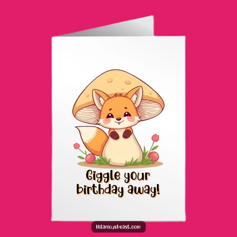 Free Printable Fox Birthday Card: Giggling Peek Funny Downloadable Gift for Kids