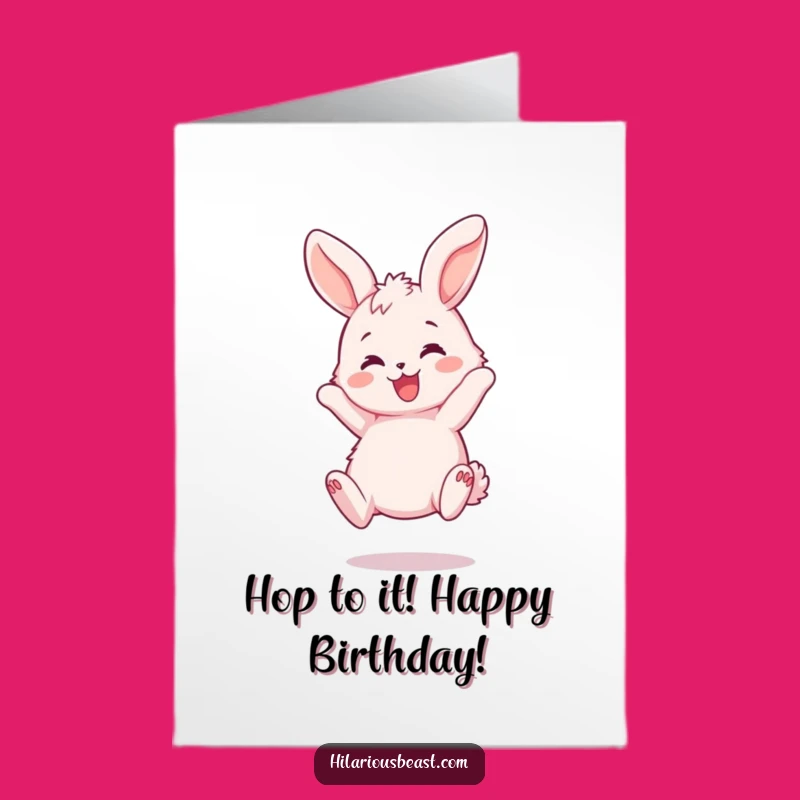 Free Printable Joyful Bunny Birthday Card - Bouncing Ears Downloadable Gift for Fun