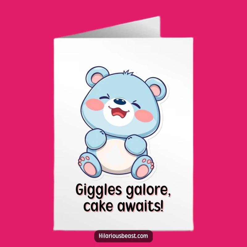 Free Printable Blue Bear Cub Birthday Card: Hilarious Giggle Downloadable Gift for Laughter