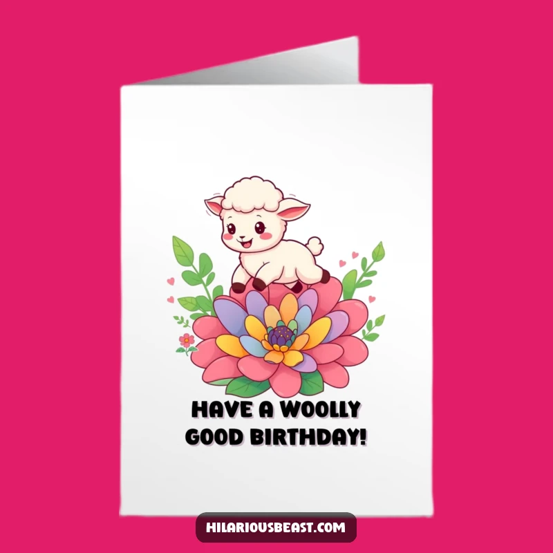 Free Printable Sheep Birthday Card: Leaping Cub's Joy - Funny Downloadable Gift