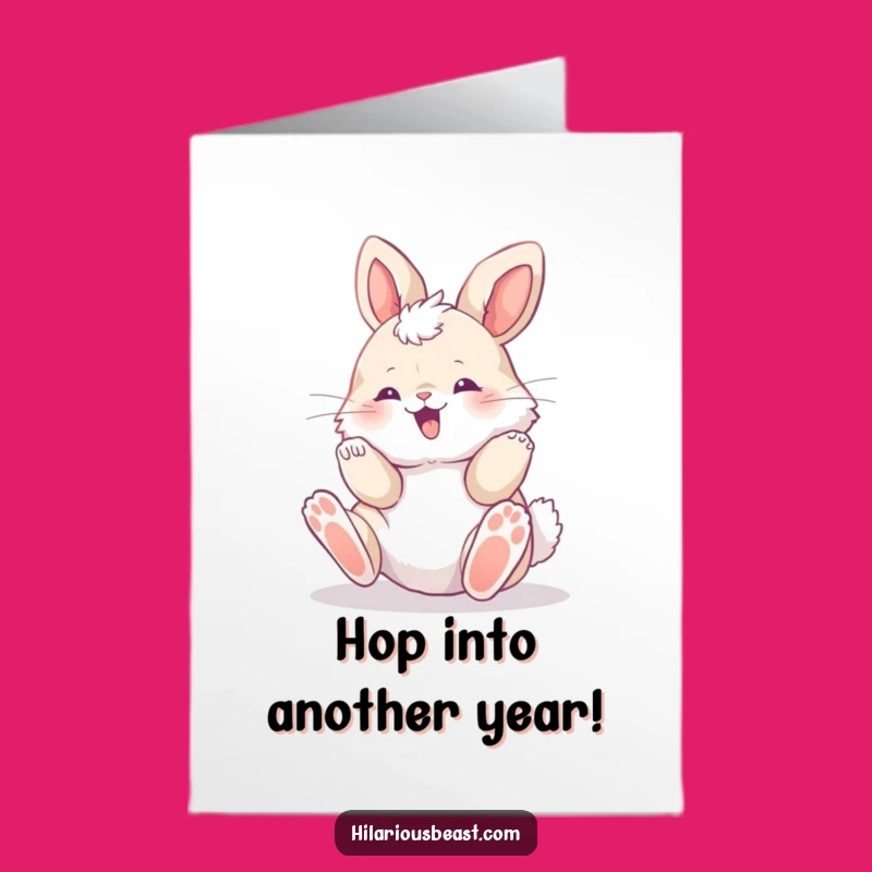 Free Printable Bunny Birthday Card: Rolling Cub's Delight - Funny Downloadable Gift