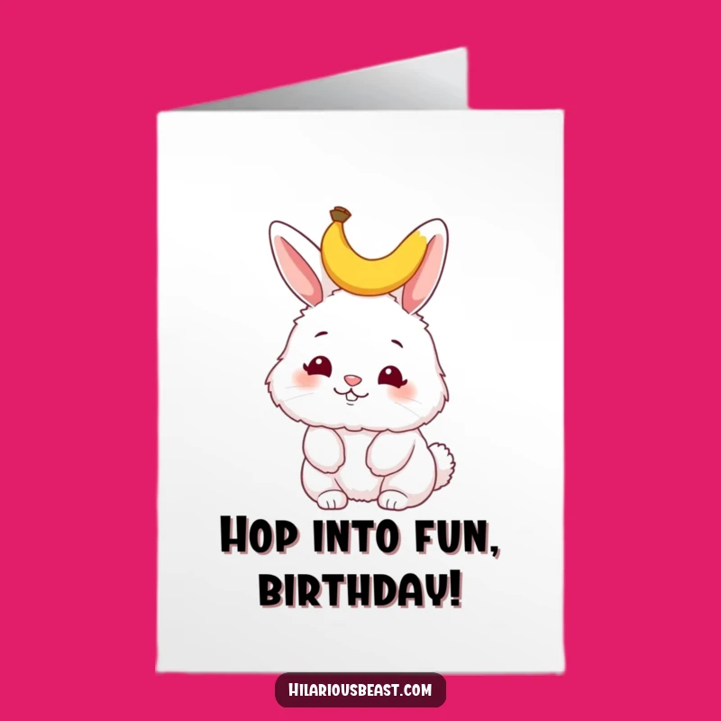 Free Printable Bunny Banana Birthday Card: Funny Wiggle Downloadable Gift