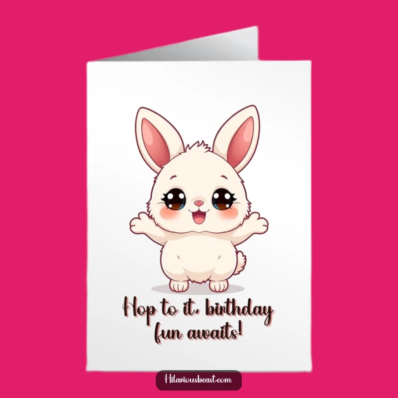 Free Printable Birthday Card: Bouncing Bunny Joyful Funny Downloadable Gift