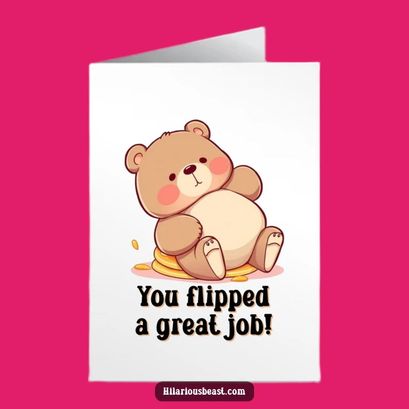 Free Printable Bear Pancake Congrats Card: Funny Trip Downloadable Surprise