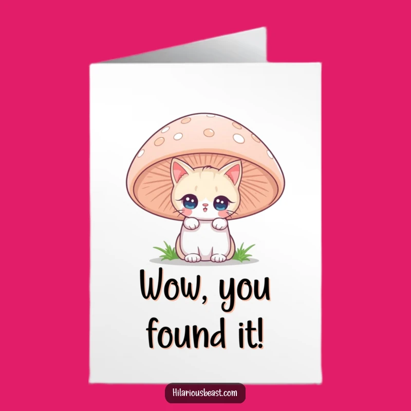 Free Printable Cat Congrats Card: Funny Mushroom Magic Downloadable Gift