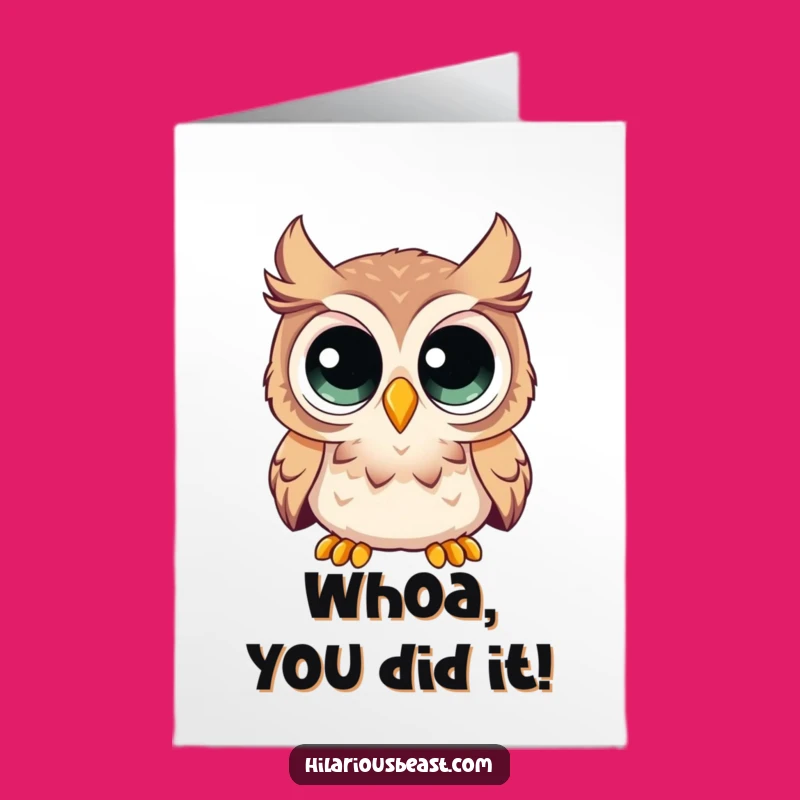 Free Printable Congrats Card: Owl Surprise Duo Downloadable Gift
