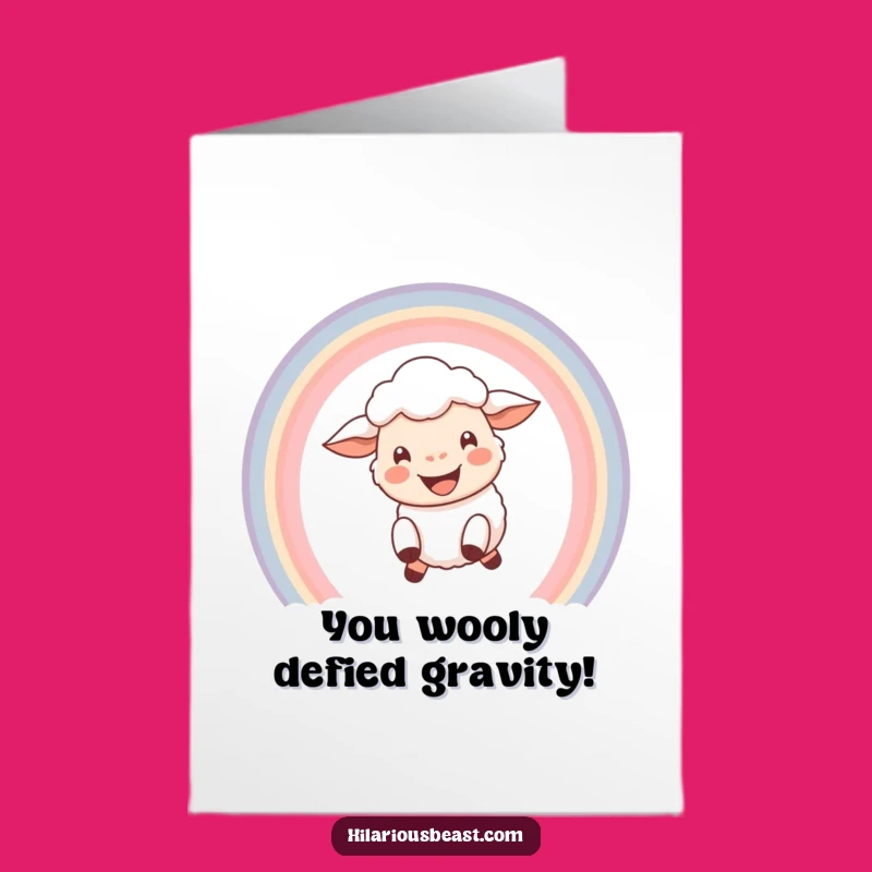 Free Printable Congrats Card: Rainbow Sheep Triumph, Easy Downloadable Gift