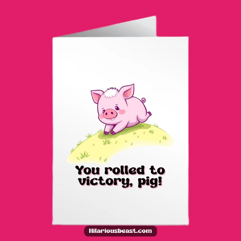 Free Printable Congrats Card: Rolling Piglet, Joyful Downloadable Gift