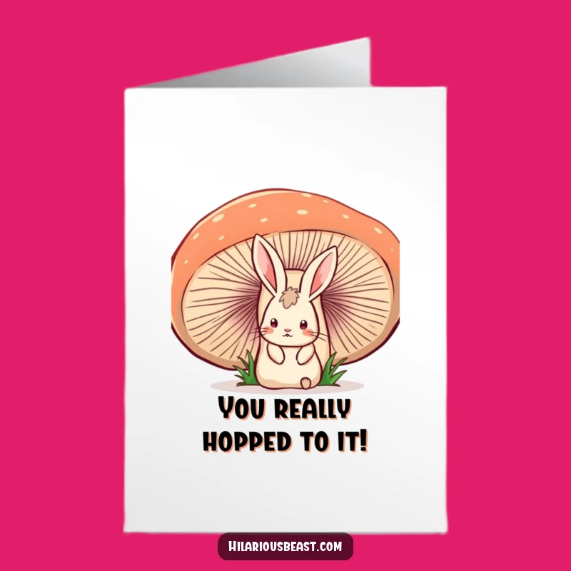 Free Printable Congrats Card: Startled Rabbit Mushroom Surprise Downloadable Gift