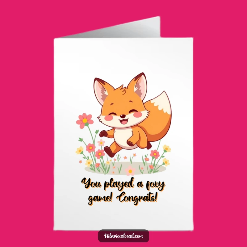 Free Printable Congrats: Smiling Fox Leaping Achievement Downloadable Gift