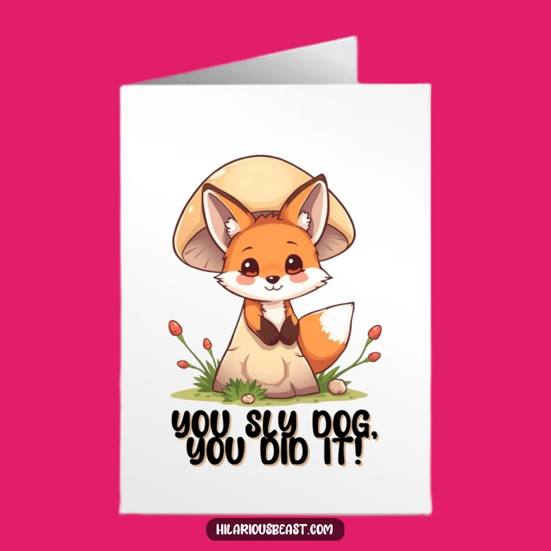 Free Printable Fox Congrats Card: Sly Cub's Success - Funny Downloadable Gift