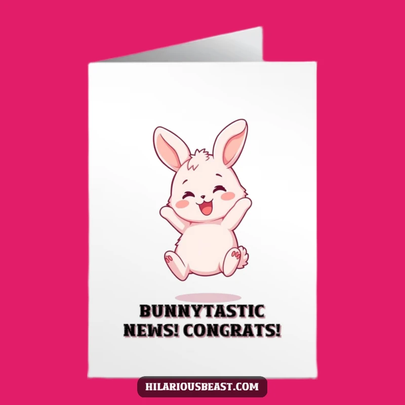Free Printable Happy Bunny Congrats Card - Bouncing Joy Downloadable Gift for Celebration