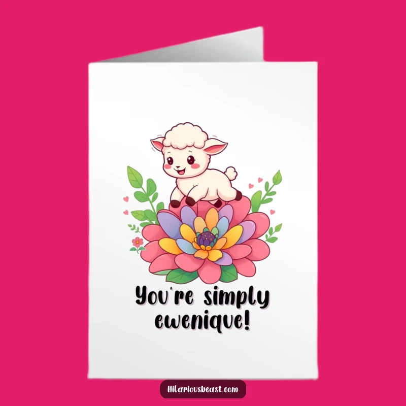 Free Printable Sheep Congrats Card: Leaping Cub Cheers Success - Funny Downloadable Gift