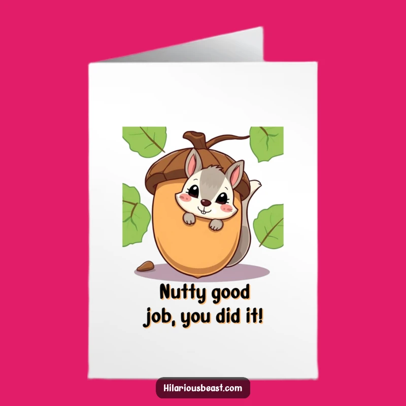 Free Printable Congrats Squirrel Card: Smirking Acorn Downloadable for Success