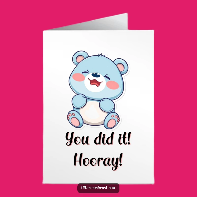 Free Printable Giggling Bear Cub Congratulations Card: Joyful Downloadable for Your Big Win