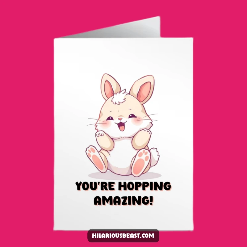 Free Printable Bunny Congrats Card: Rolling Cub Cheers Success - Funny Downloadable Gift