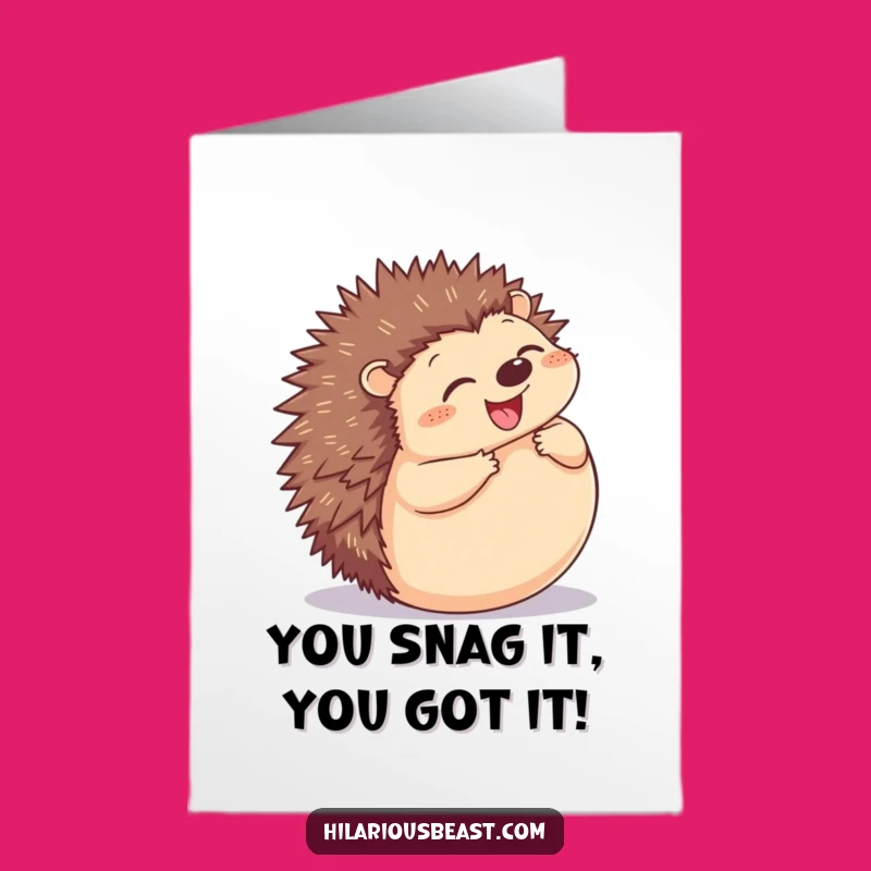 Free Printable Hedgehog Congrats Card: Perfectly Rolled into Success Downloadable Gift