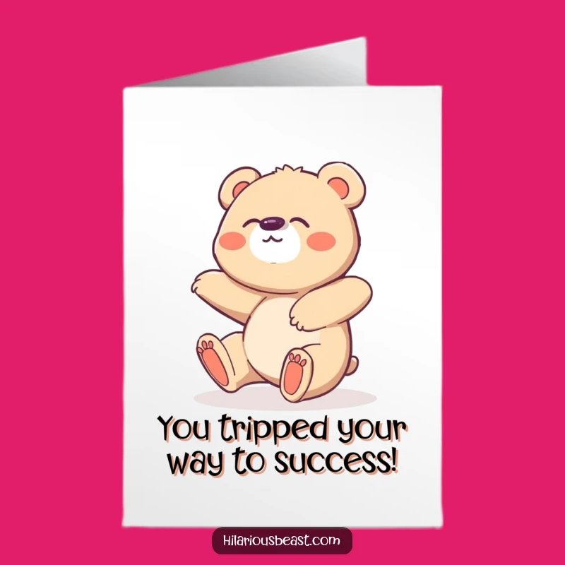 Free Printable Bear Cub Congrats Card: Tripping Over Success Downloadable