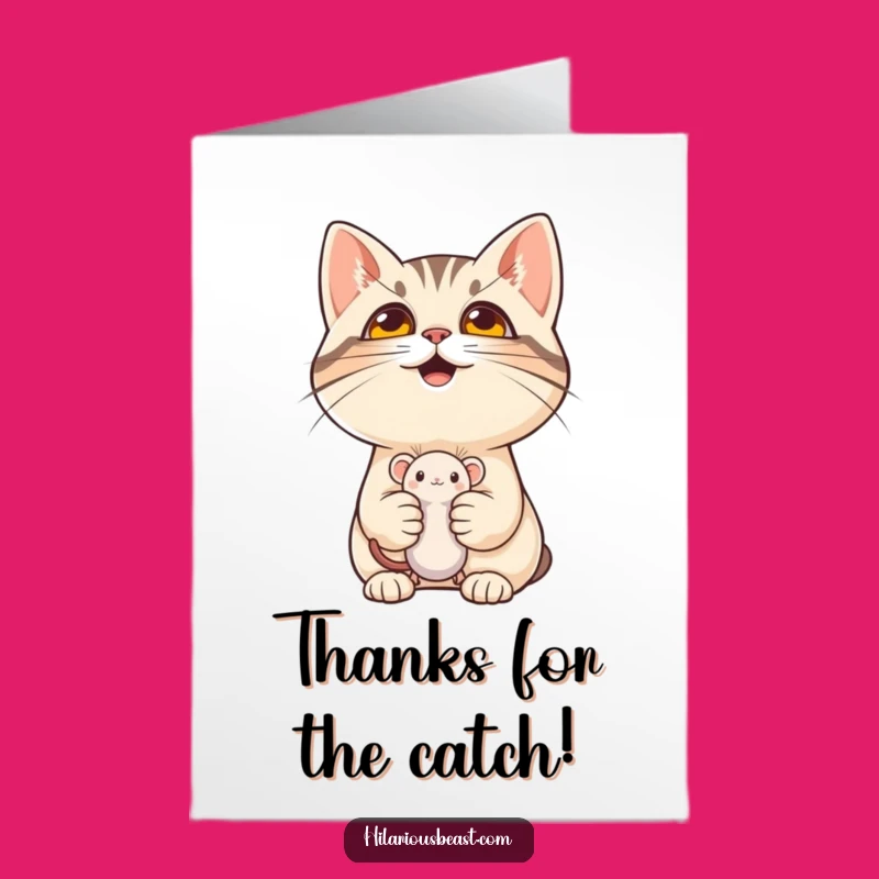 Free Printable Cat Thank You Card: Funny Mouse Toy Downloadable Gift
