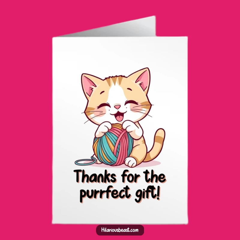Free Printable Cat Thank You Card: Funny Yarn Design Downloadable Gift
