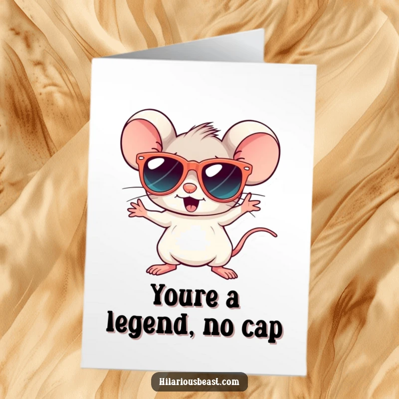 Funny Free Printable Thank You Card: A tiny mouse in oversized sunglasses doing a disco pose.