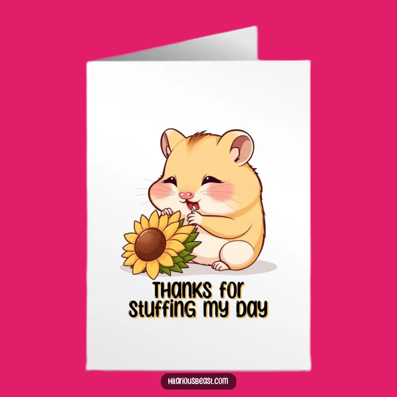 Free Printable Funny Hamster Thank You Card: Munching Cub, Grateful Downloadable Gift