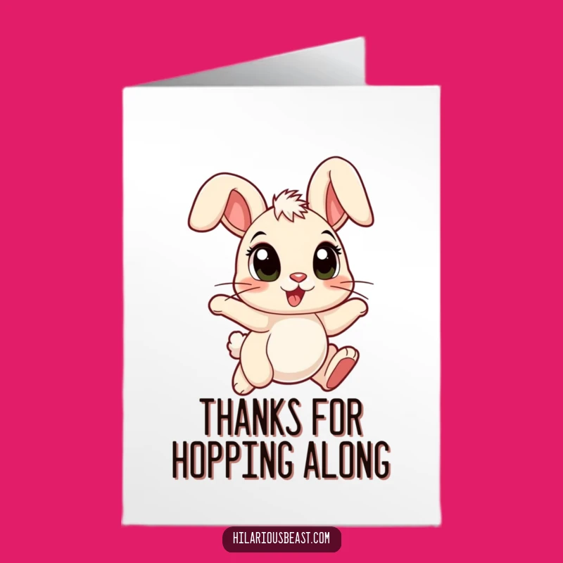 Free Printable Joyful Bunny Thank You Card - Hopping Bunny Floppy Ears Gratitude Downloadable